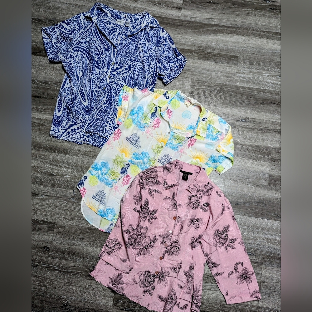 Blouse Bundle Size Large Lot Of 3 Casual Lightweight Boho